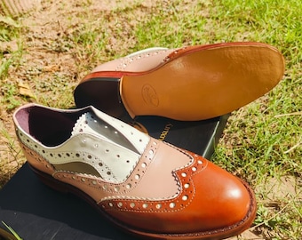 Handmade Women’s Wingtip Oxfords – Full Grain Leather Dress Shoes