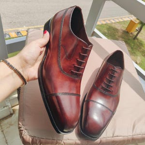 Handmade Leather Oxfords: Brown Captoe Dress Shoes for Men