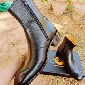 Black High Heel Boots Leather - Etsy