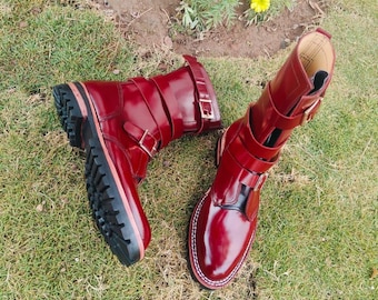 Handmade Calf Leather Long Boots – Goodyear Welted Vibram Sole