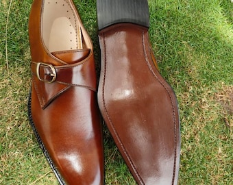 Single Buckle Monk Strap Shoes – Handmade Formal Dress Shoes