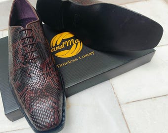 Handmade Snake Texture Wholecut Oxfords – Luxury Leather Dress Shoes for Men