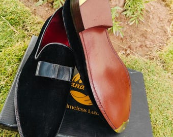 Handmade Velvet Tux Loafers – Elegant Slip-On Shoes for Formal Evenings