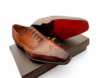Handmade Leather Wingtip Oxfords – Classic Men’s Dress Shoes | Formal Brogue Oxford Shoes