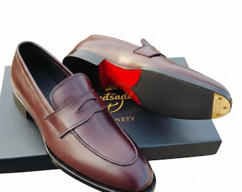 Handmade Penny Loafers – Classic Leather Slip-On Dress Shoes