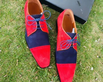 Dual Tone Suede Derby Shoes Men – Handmade Smart Casual Dress Shoes