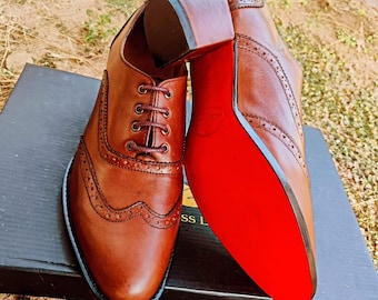 Handmade Brogue Oxford Shoes for Women – 3-Inch Heel | Classic Wingtip Leather Dress Shoes