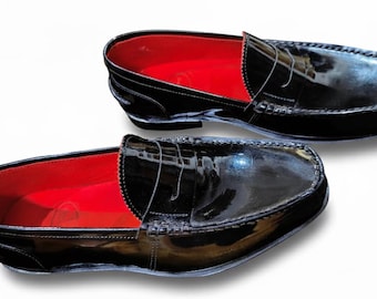 Handmade Patent Leather Loafers – Elegant Men’s Formal Slip-On Shoes