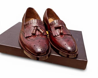 Handmade Leather Fringe Tassel Loafers: Men's Classic Slip-On Shoes