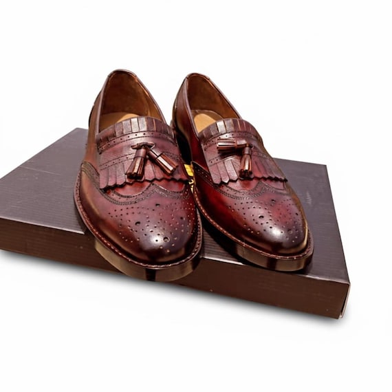 Handmade Leather Fringe Tassel Loafers: Men's Classic Slip-On Shoes