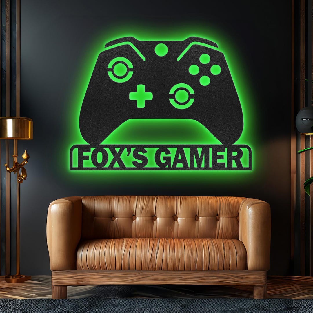 Gamer Name Sign Custom Gaming Metal Name Sign, Game Controller Metal Wall Art, Game ...