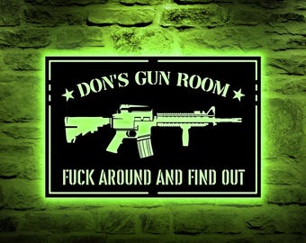 Personalized M4 or AK 47 Metal Sign for Armory and Military Room Decor