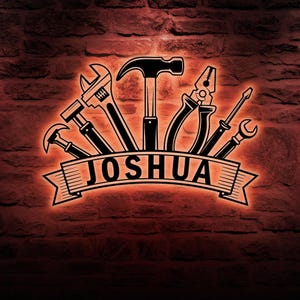 Letrero metálico personalizado para la entrada del taller de papá