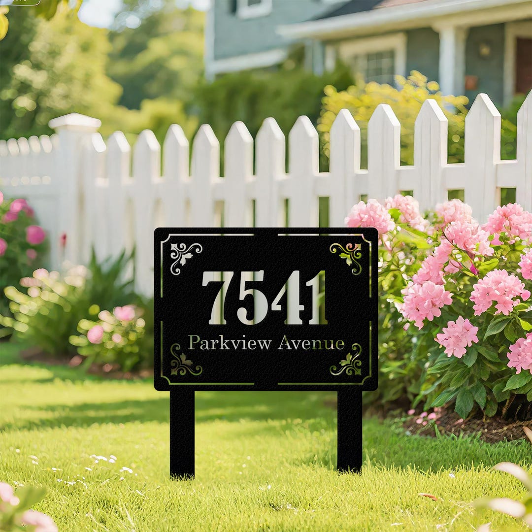 Modern Rectangular Address Metal Sign With Personalized House Number - Etsy