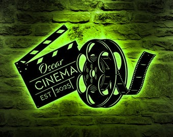 Custom Movie Room Metal Sign with LED Wall Light