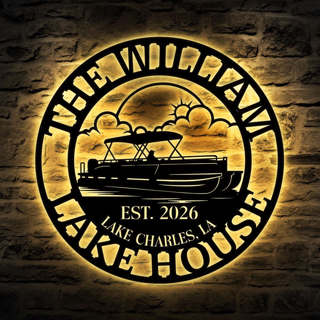 Pontoon Boat Metal Sign With Personalized Name for Lake House Wall ...