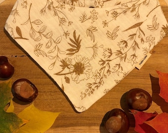 Dog bandana with autumn tendrils | Handmade bandana for dogs | Muslin | Dog fashion & accessories | Gift for dog owners