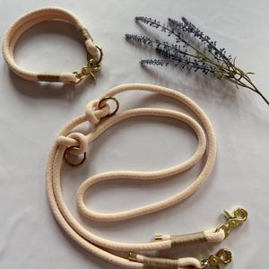 Rope leashes & collars for dogs - Vanilla | Handmade | Length 200 cm | 2-way adjustable | Available as a set or individually