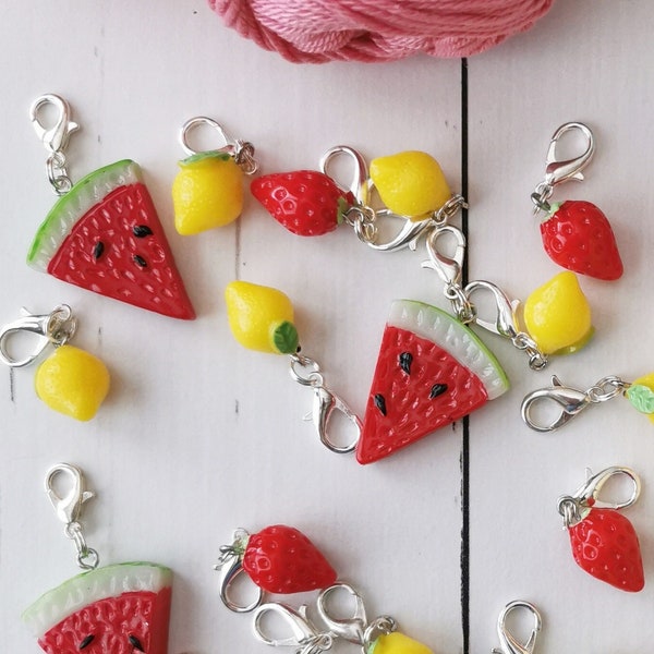 Fruit Progress keepers Marqueurs de point Fraises Citron Pastèque à tricoter Bijoux au crochet Fruits Alimentation saine Frais d'été Mignon Kawaii