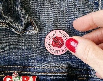 Enamel pin Kindness, red rose, be kind, pimp your project bag or clothing, mothers day, gift for her, present for a friend birthday gift
