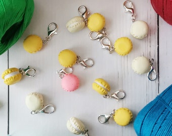 Macaron Progress keepers Stitch markers Knitting Crochet Cookie Pink Yellow Citron Vanille Food Sweet Birthday Cake Christmas Charm Gift