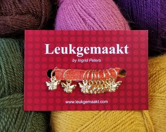 Set van 10 bijen steekmarkeerders Goud 6 of 8 mm ring Bij Breien Verjaardag Moederdag kado stitch marker Leukgemaakt leuk gemaakt Nederland