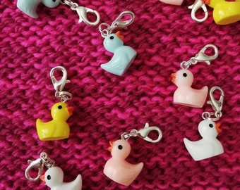 Rubber Duck Progress keepers Duck Stitch markers Pink Yellow White Blue Birthday cute Knitting Crochet Zipper charm Gift Christmas Mother