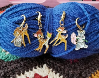 Bambi Progress Keepers Stitch Marker Thumper Knitting Crochet Zipper Charm Gold Deer Butterfly Disney Cute Valentine Birthday Mothersday Mom