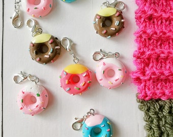 Donut Progress keepers Stitch markers Pink Blue Chocolate Food Sweet Birthday Cake Knitting Crochet Charm gift for Mothersday Leukgemaakt