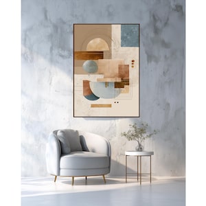 Abstract Wall Art Beige & Blue – Digital Art Print