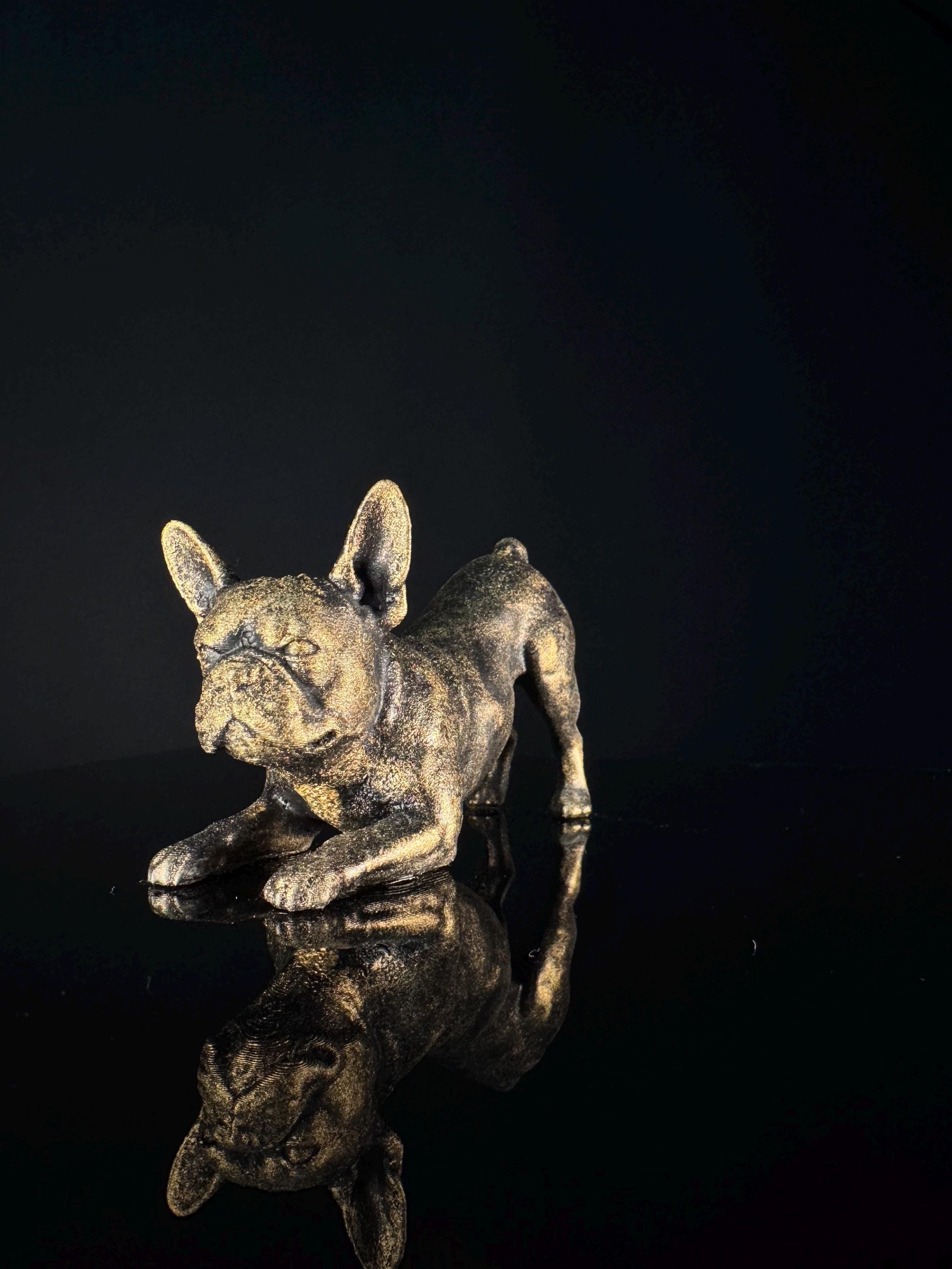 Stoneandstyle Steinfigur Frenchie - Schwarze Französische Bulldogge, Frostfest, Made In Germany