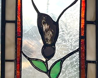 Rosebud — Shell Stained Glass Panel