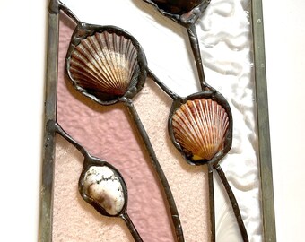 Blush Glass Panel With Shells