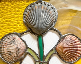 Sprouted Shells Stained Glass Panel