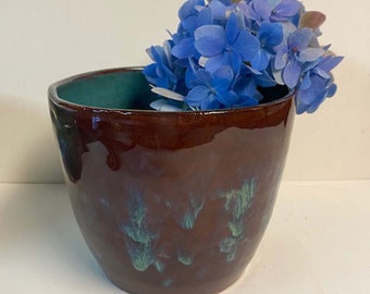 Maroon Turquoise Ceramic Cup