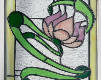 Art Deco Lilly Pad Stained Glass Panel