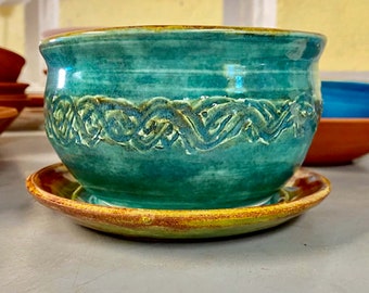 Turquoise Bowl & Plate Set