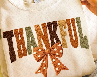 Preppy Thankful Latch Hook Yarn Crochet Png, Give Thanks Png, Boho Fall Png, Pumpkin Thanksgiving Png, Thankful Png, Faux Yarn Png