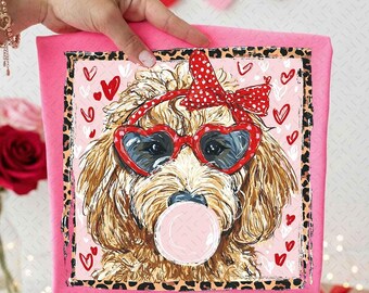Leopard Valentine's Day Goldendoodle Png, Funny Love Quote Png, Cute Dog Png, Dog Valentine Png, Romantic Gift Design, Digital File