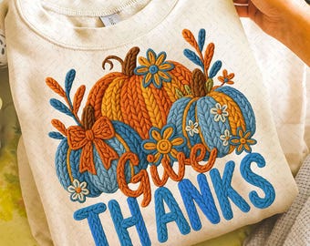 Latch Hook Yarn Crochet Give Thanks Png, Coquette Thankful Png, Floral Fall Pumpkin Coquette Png, Thankful Grateful. Fall Png