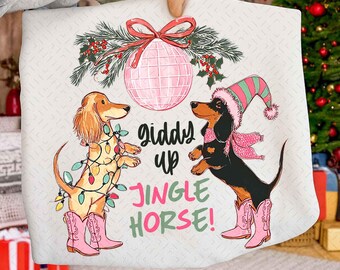 Howdy Christmas Coquette Png, Dachshund Christmas Png, Western Christmas Png, Coquette Christmas Png, Retro Christmas, Cowgirl Christmas Png