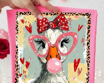 Leopard Valentine's Day Goose PNG, Funny Love Quote PNG, Cute Goose Lover Png, Romantic Gift Design, Cute Animal png, Pink Bubblegum Art