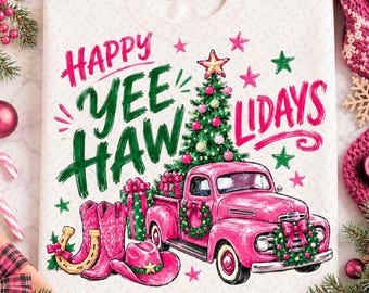 Retro Howdy Christmas PNG, Western Christmas PNG, Cowboy Christmas PNG, Yeehaw Christmas PNG, Retro Christmas PNG, Projekt koszulki świątecznej