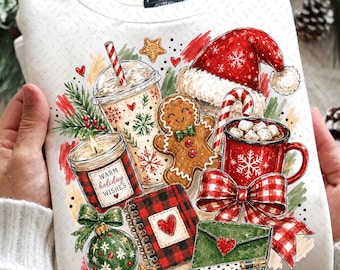 Preppy Christmas Doodles Png, Holiday Joy Png, Coquette Christmas PNG, Wesołych Świątecznych Kolażów Sublimacja, Christmas Doodles Png