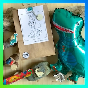 Set di bomboniere a tema dinosauro / borsa regalo per compleanni di bambini / set regalo pronto all&#39;uso per bambini e bambine / festa a tema: dinosauro