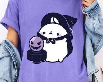 Comfort Colors Cute Ghost Bunny Shirt, Kawaii Halloween Tee, Spooky Season Tee
