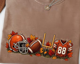 Comfort Colors Football Fall T-Shirt, Autumn Leaves Tee, Football Season Shirt