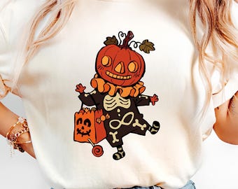 Comfort Colors Retro Pumpkin T-Shirt, Vintage Halloween  Shirt, Whimsical Fall Tee