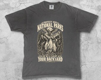 Comfort Colors National Parks T-Shirt, Cryptid Bigfoot Alien Ghost Shirt, Funny Nature Tee