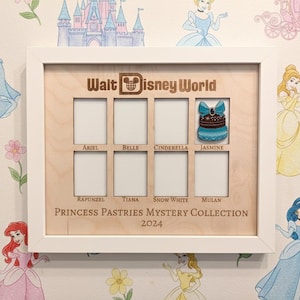 Princess Pastries Pin Set Shadow box Frame Disney pin board, Disney pin board, pin trading